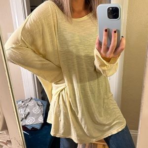 We The Free Free People Yellow Long Sleeve Tunic Tee Oversized Size Large